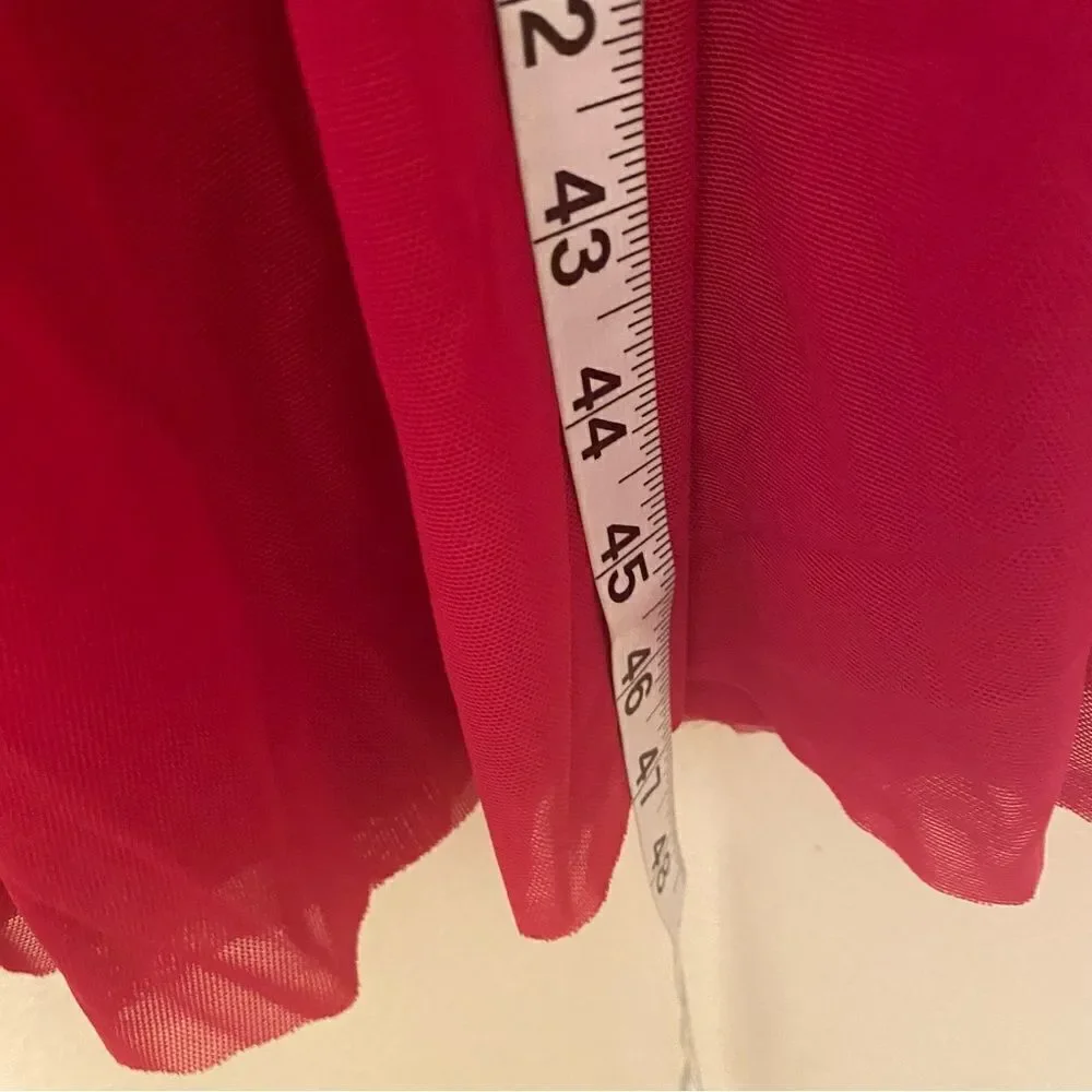 Weissman Dance costume red maxi mesh flocked dress More 12261 Adult XLA